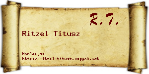 Ritzel Titusz névjegykártya